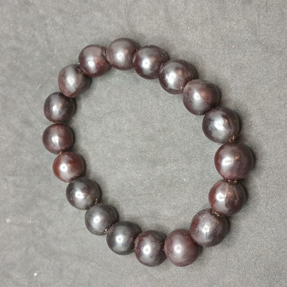 Unisex brown black beaded stretch bracelet